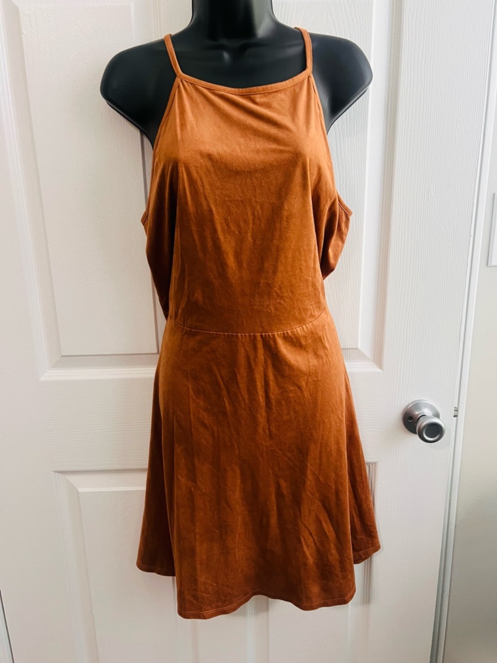 Western Dress, Faux Suede Brown Dress for Teens